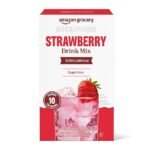 Amazon Grocery, Strawberry Drink Mix with Caffeine, 10 packets, 1.1 Oz (Previously Happy Belly, Packaging May Vary)