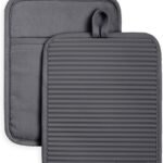 KitchenAid Ribbed Soft Silicone Pot Holder 2-Pack Set, Charcoal Grey, 7
