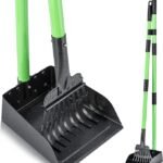 MXF Pooper Scooper, Dog Pooper Scooper Long Handle Stainless Metal Tray and Rake Set for Medium Small Dogs Heavy Duty - Use on Grass, Dirt or Gravel - Pet Supplies (Green)