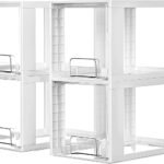 Vtopmart 4 Pack Large Stackable Storage Drawers,White,Easily Assemble Acrylic Bathroom Closet Undersink Organizers and Storage,Plastic Bins for Kitchen Cabinets,Pantry,Makeup,Medicine Organization