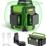 Huepar Laser Level 360 Self Leveling, Rechargeable Green Laser 3x360° Cross Line Lazer Leveler 3D Level Laser Tool for Construction and Picture Hanging, Strong Magnetic Bracket&Hard Carry Case -HM03CG