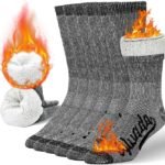 Alvada Merino Wool Hiking Socks Thermal Warm Crew Winter Boot Sock For Men & Women 3 Pairs
